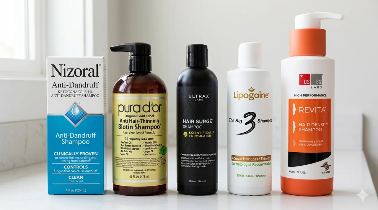The DHT-blocking shampoos we ranked, shown side by side