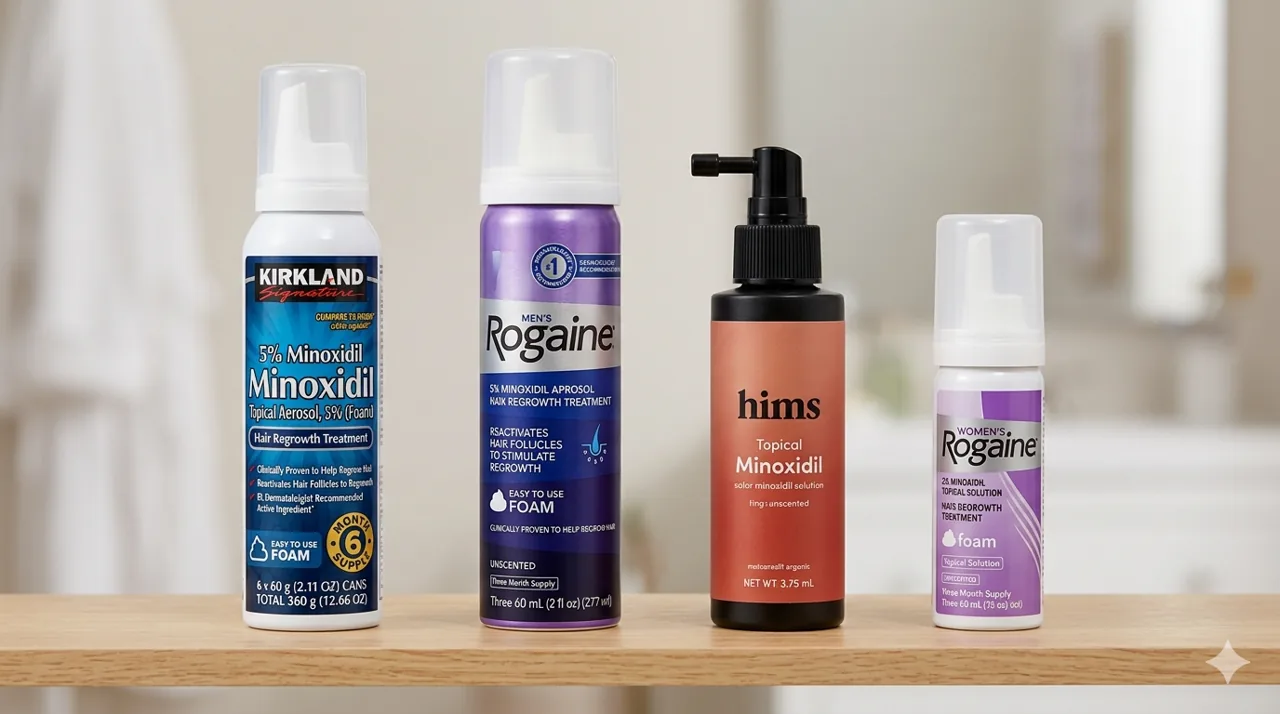 The minoxidil products we ranked, shown side by side